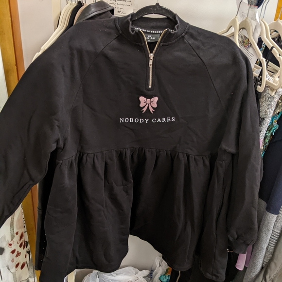 ⚡SOLD⚡Lazy Oaf Nobody Cares Babydoll Quarter Zip Swing Dress - Picture 7 of 7